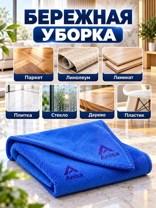 Тряпка для пола XXL из микрофибры, 70×100 см — впитывающая, для быстрой уборки