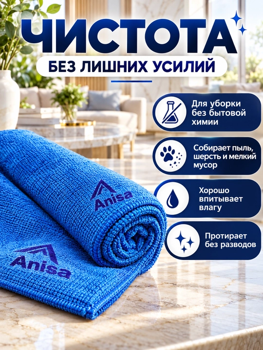 Тряпка для пола XXL из микрофибры, 70×100 см — впитывающая, для быстрой уборки