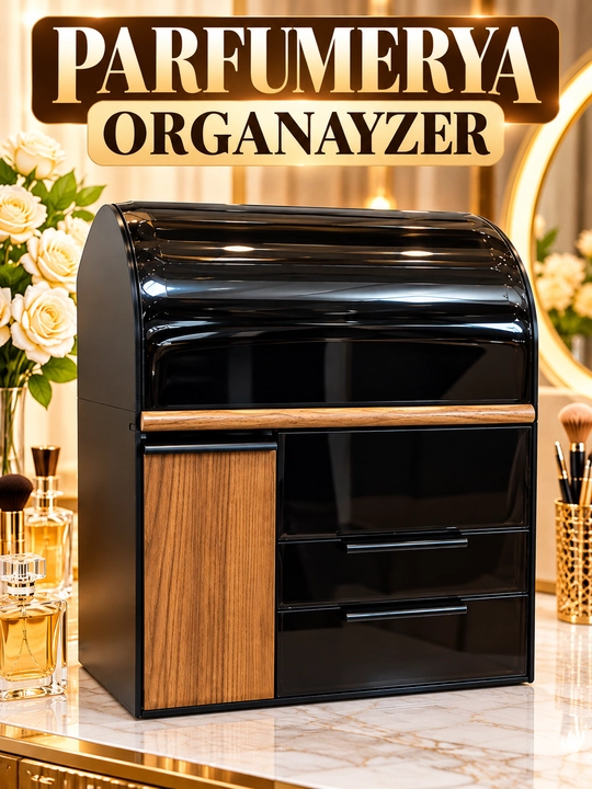 Kosmetik organayzer qopqoqli va tortmali - 
