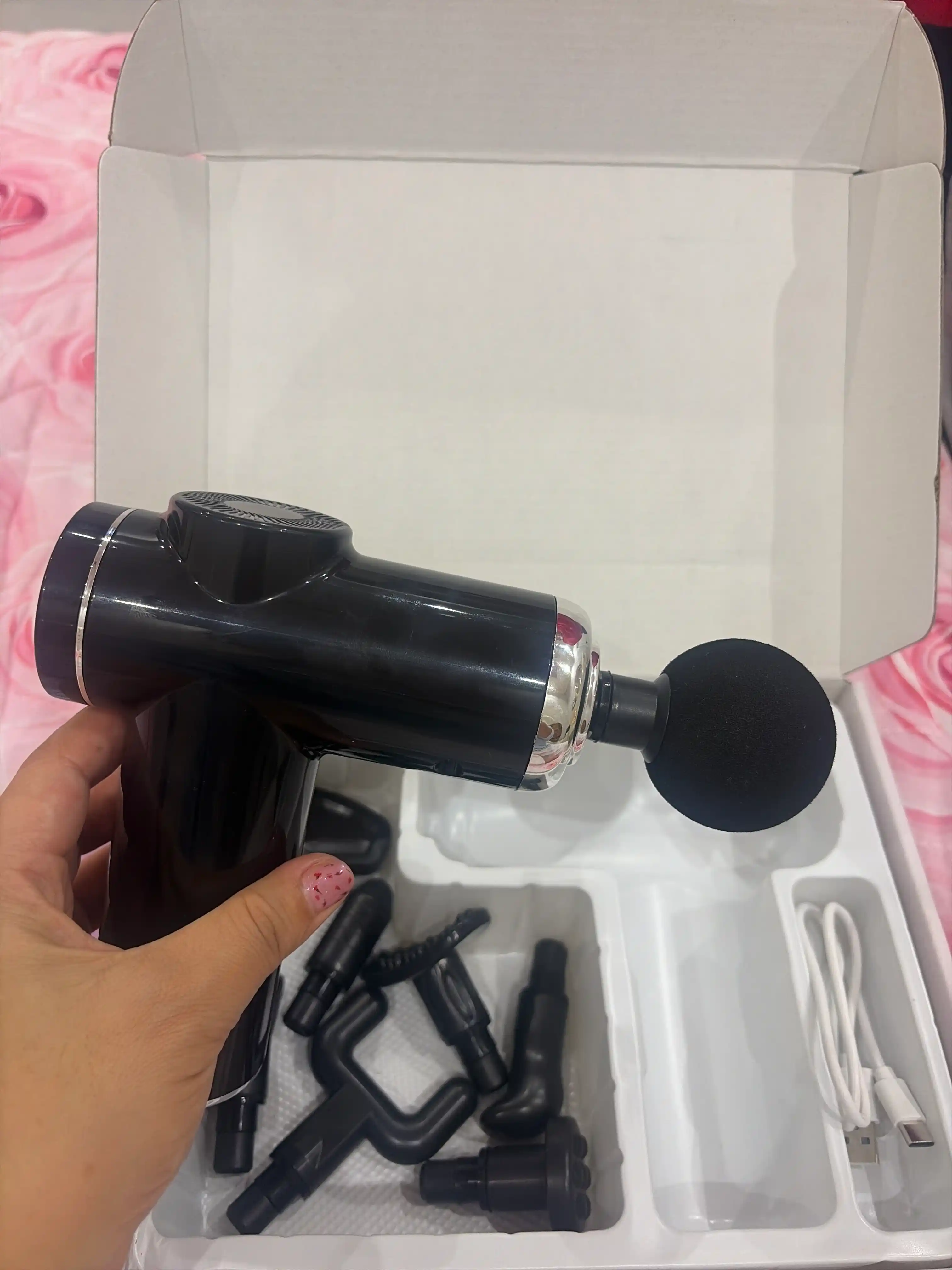 Lenovo massaj pistoleti, butun tana uchun massajor apparati 8 ta nasadka, kuchli batareya