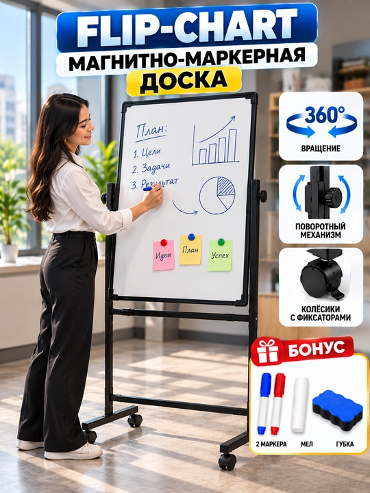 Markerli doska, Flipchart doska, Bo‘rli flipchart doska