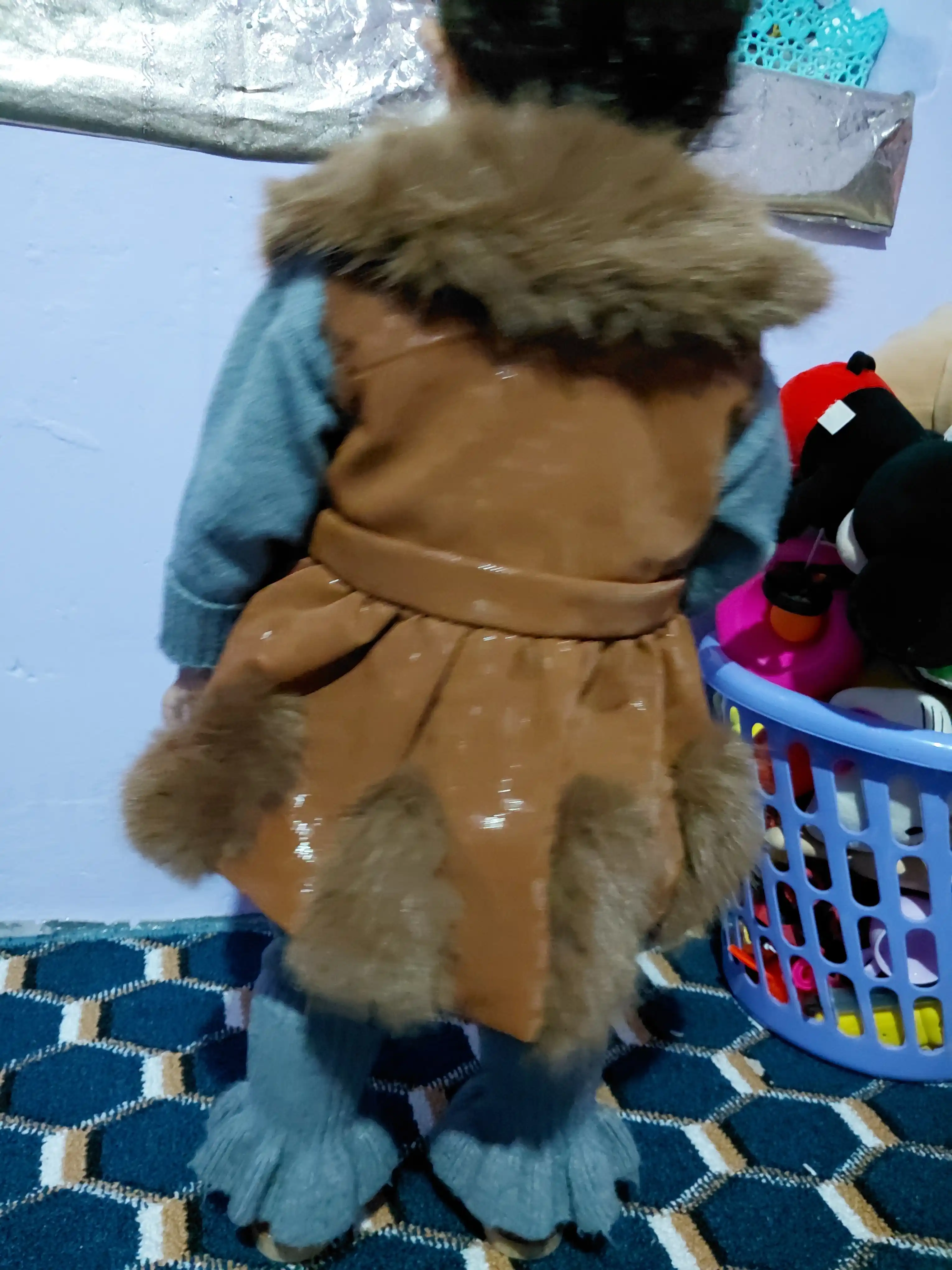Зимний детский жилет из экокожи с мехом для девочек, 1-5 лет