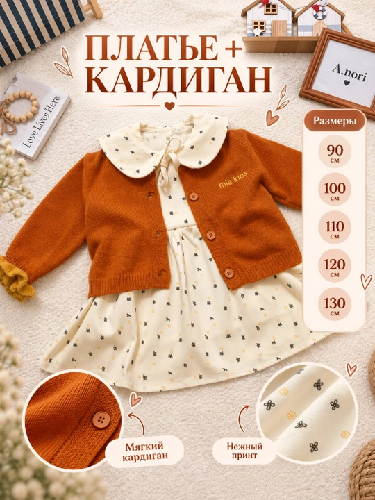 Ko'ylak va kardigan, kuzgi uzun yengli ko'ylak, komplekt ko'ylak - 