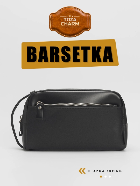 Erkaklar sumkasi, barsetka, tabiiy charm klatch, ixcham sumka - 