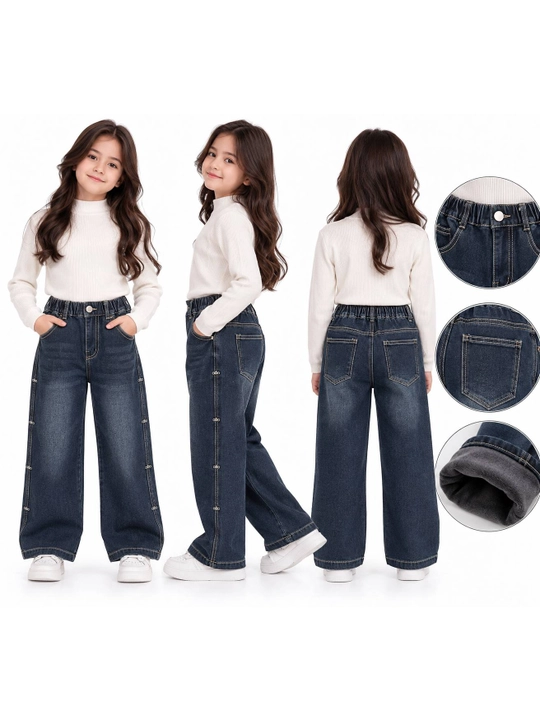 Qizlar jinsi shim, bolalar jinsi, keng jinsi shim, bezakli jinsi, denim shim, moda shim