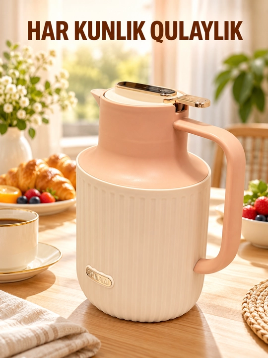 Termos kolbali, raqamli harorat ko‘rsatkichli va tutqichli, 1.5 l