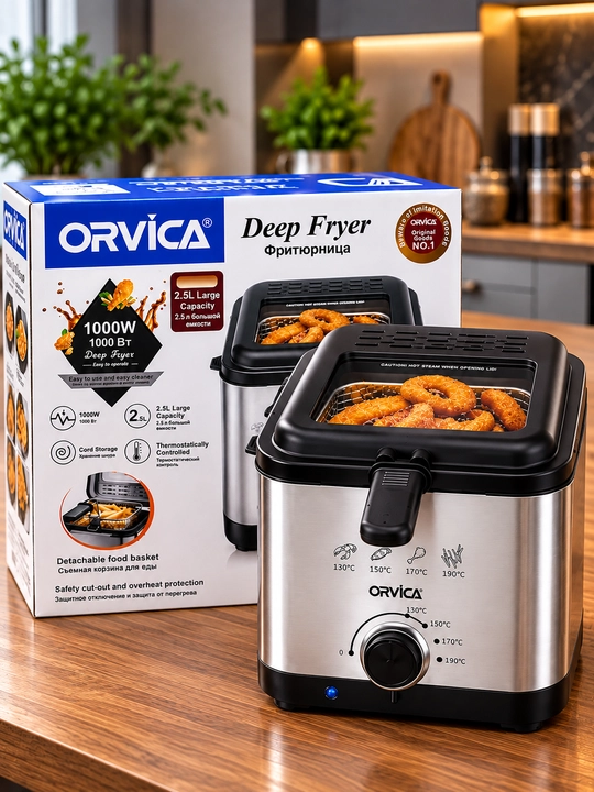 Фритюрница электрическая ORVICA ORM-8820, 2,5 л, 1000 Вт, для картофеля фри - 