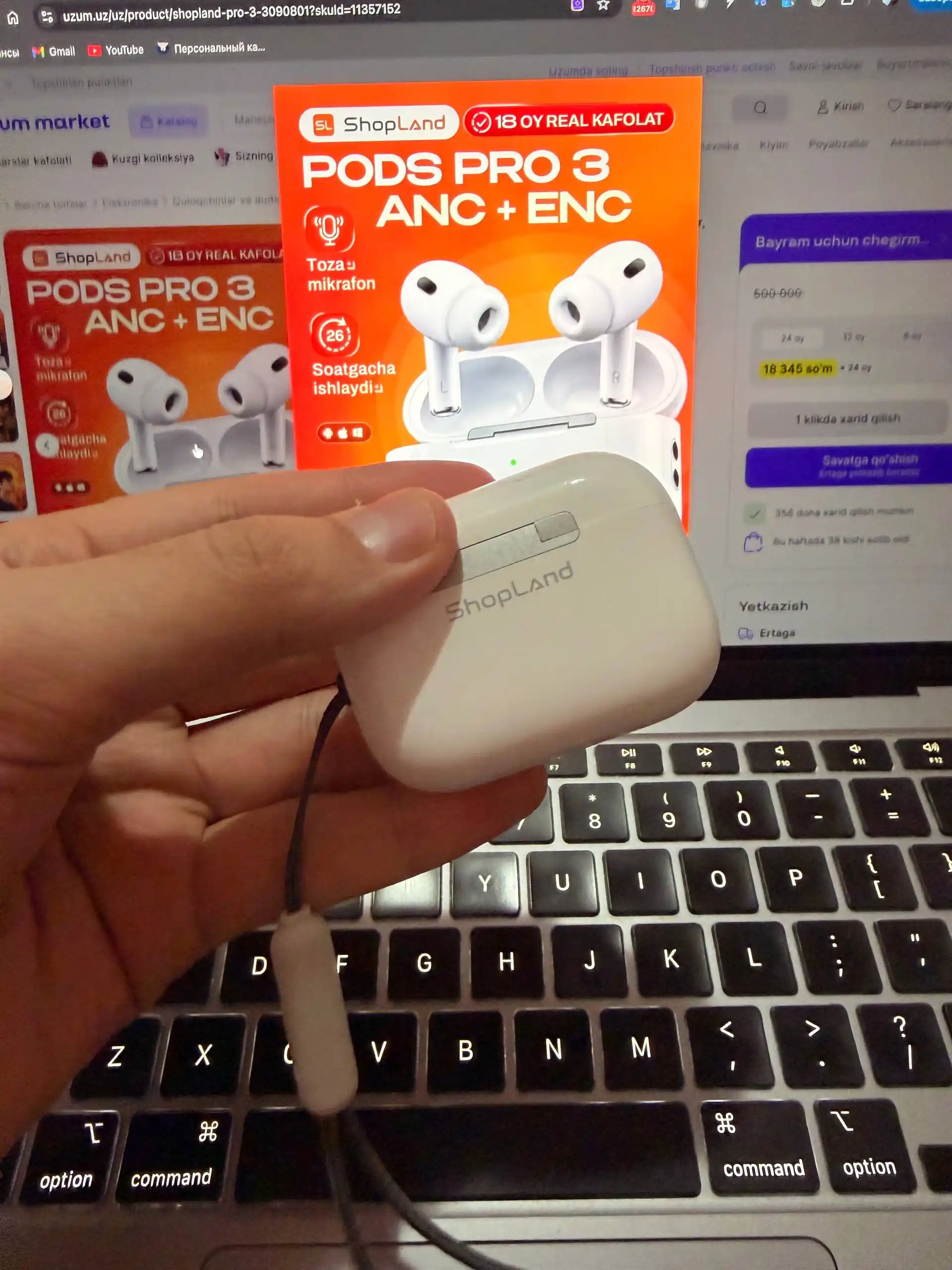 ShopLand Pro 3 ANC + ENC — simsiz premium quloqchinlar, mikrofonli iPhone va Android uchun