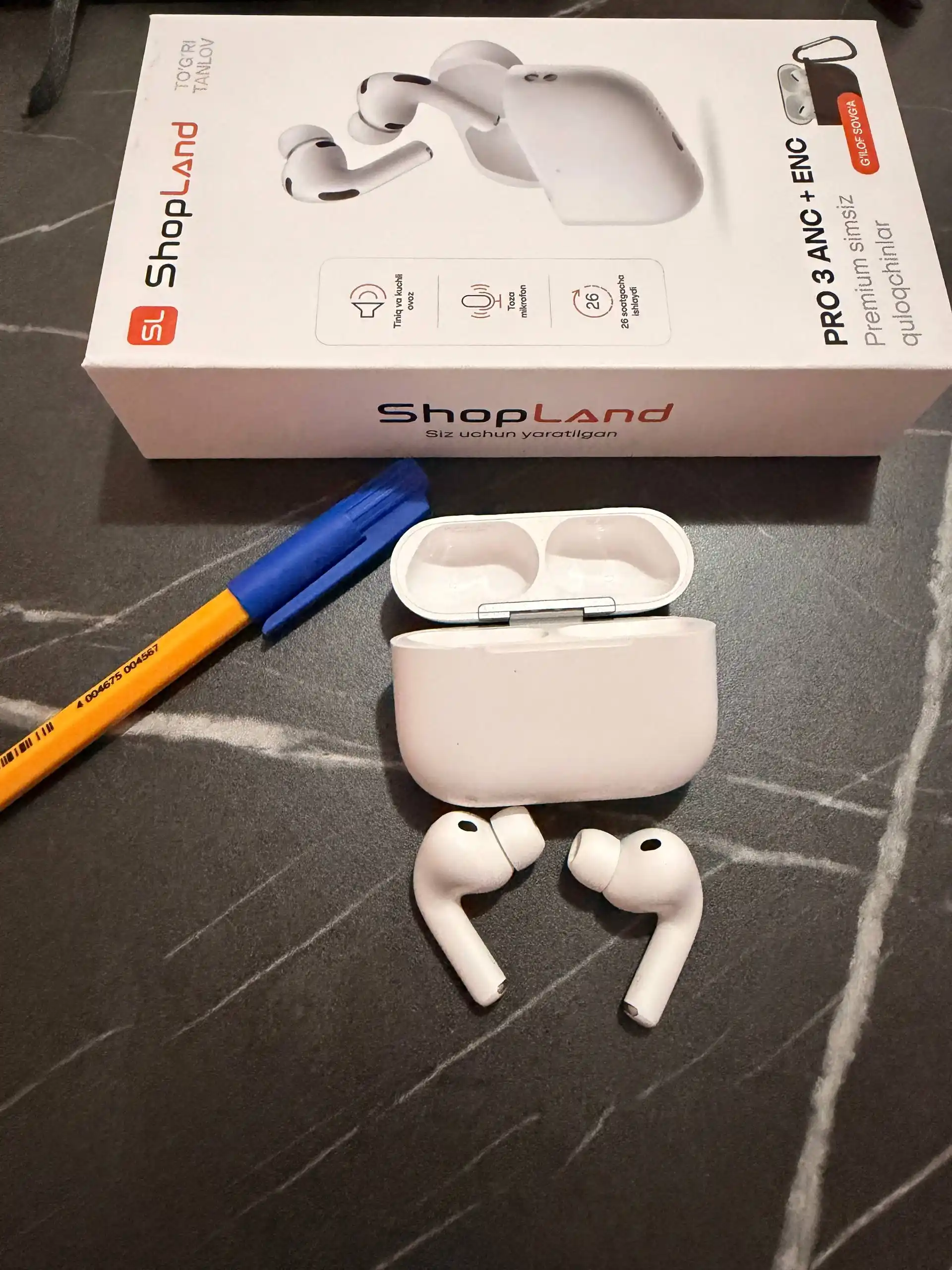 ShopLand Pro 3 ANC + ENC — simsiz premium quloqchinlar, mikrofonli iPhone va Android uchun