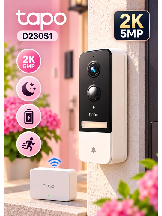 Tapo D230S1 — 2K 5MP akkumulyatorli aqlli videodomofon