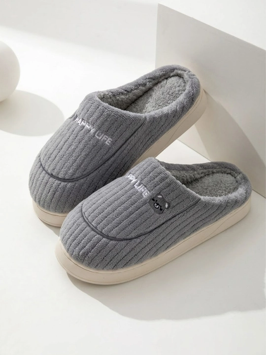 Uy shippagi yumshoq plush, quyoncha naqshli, pushti va kulrang, 38-43 - 