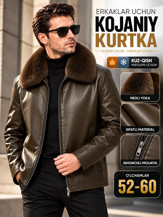 Koja kurtka erkaklar uchun, issiq erkaklar kurtkasi, kuz-qish fasli uchun - 