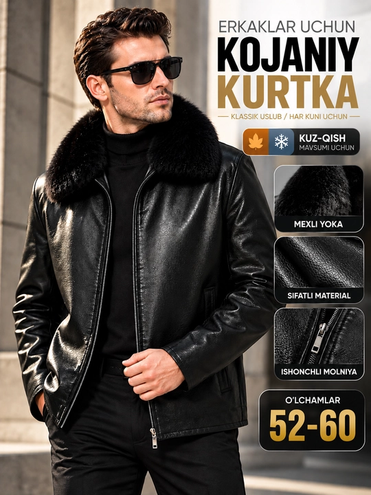 Koja kurtka erkaklar uchun, issiq erkaklar kurtkasi, kuz-qish fasli uchun