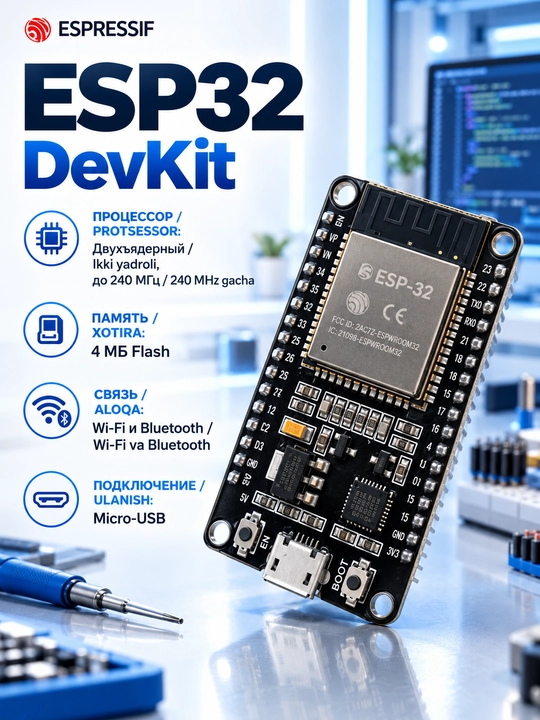 Беспроводной модуль ESP32 WROOM DevKit Wi-Fi+Bluetooth - 
