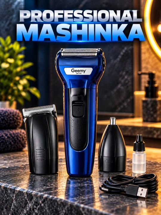 Geemy GM-566 professional soqol olish mashinkasi, elektr britva, trimmer 3 tasi 1 da - 