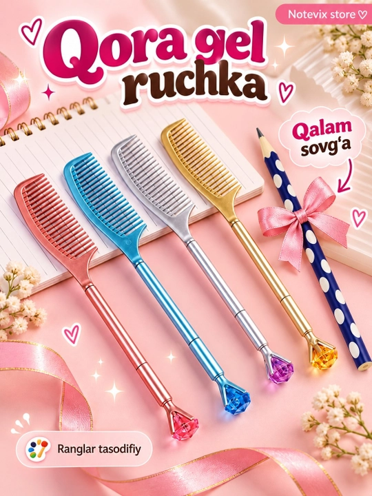 Dekorativ gel ruchkalar (qora), dizayni: lola, panda va boshqalar - 