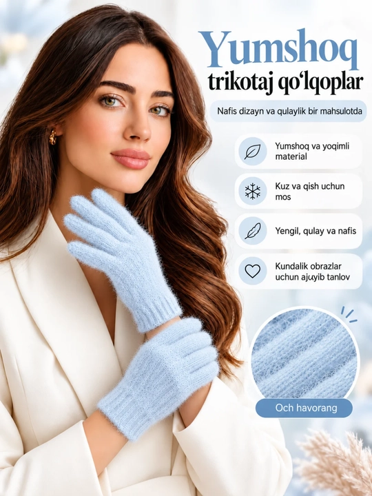Ayol va erkaklar uchun qolqop, mexli  perchatka, UNISEX, issiq va qulay, universal razmer - 