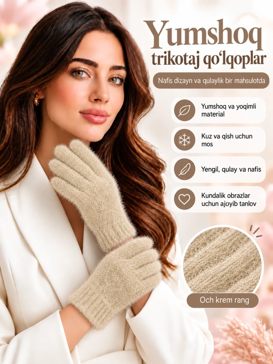 Ayol va erkaklar uchun qolqop, mexli  perchatka, UNISEX, issiq va qulay, universal razmer