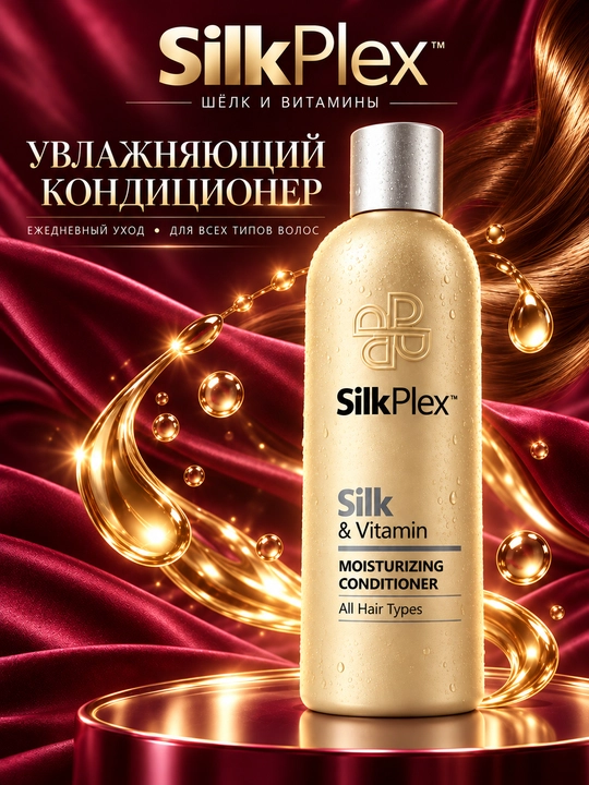 SilkPlex кондиционер для волос Silk & Vitamin увлажняющий, 380 мл - 