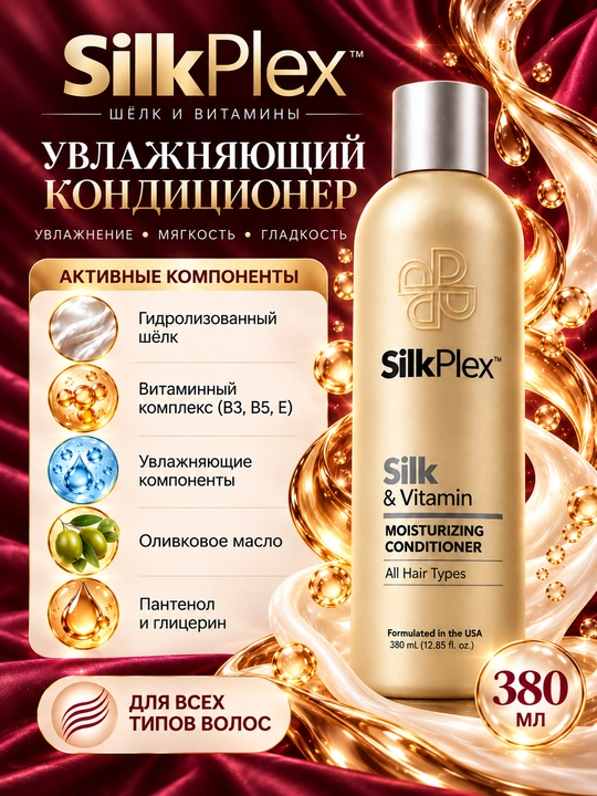 SilkPlex кондиционер для волос Silk & Vitamin увлажняющий, 380 мл