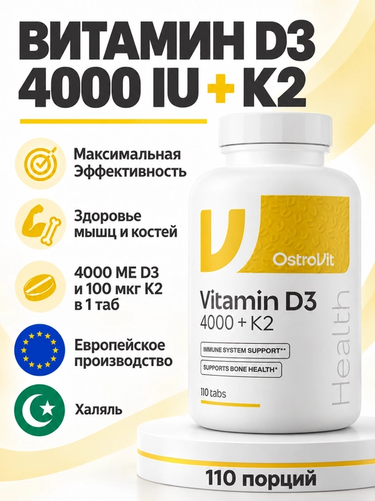OstroVit Vitamin D3 + K2, D3 4000 ME, 110 tabletka