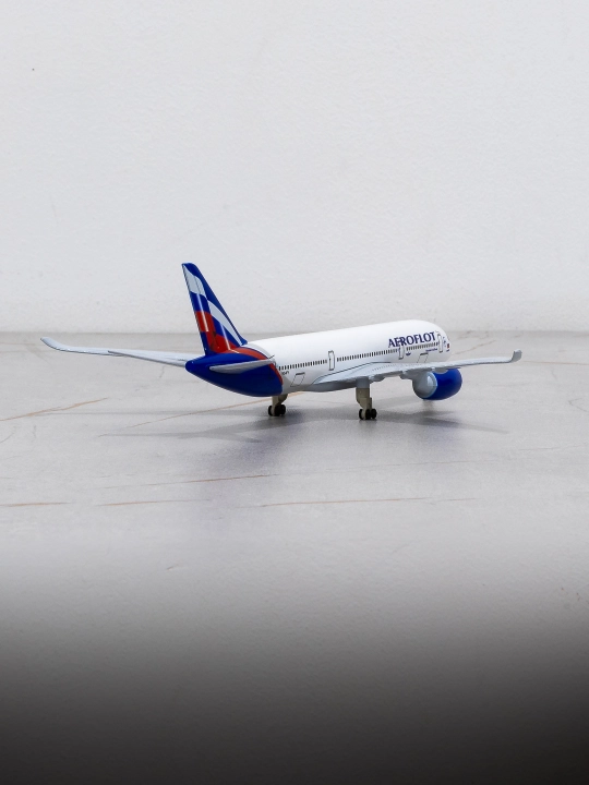 Модель самолёта Airbus A350, авиакомпания Aeroflot (Аэрофлот), 20см, металл+пластик, шасси