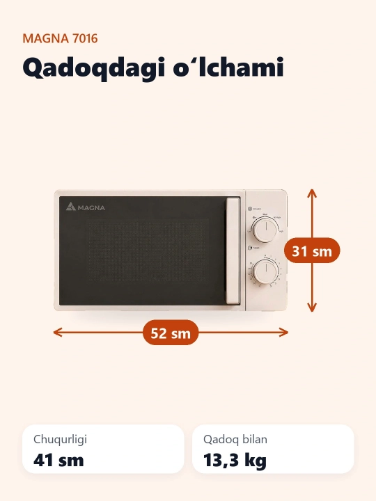 Mikroto'lqinli pech Magna 7016