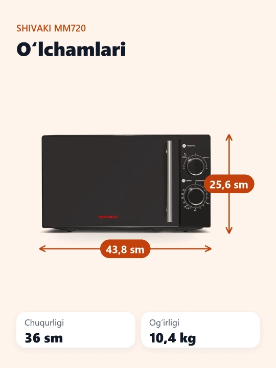 Mikroto'lqinli pech Shivaki MM 720 C2