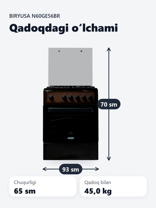 Gaz plitasi biryusa  N60GE56BR  kafolat yangi
