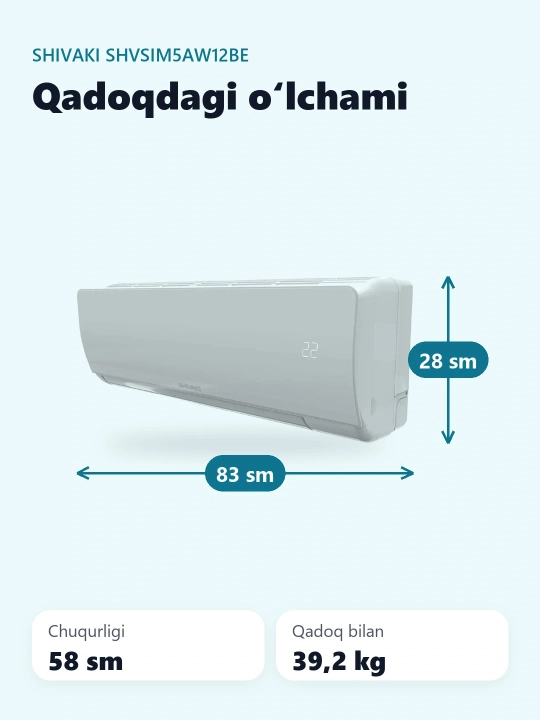 Кондиционер Shivaki SHVSIM5AW12BE, INVERTER, A - 