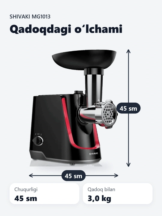 Shivaki MG 1013 elektr go'sht maydalagich