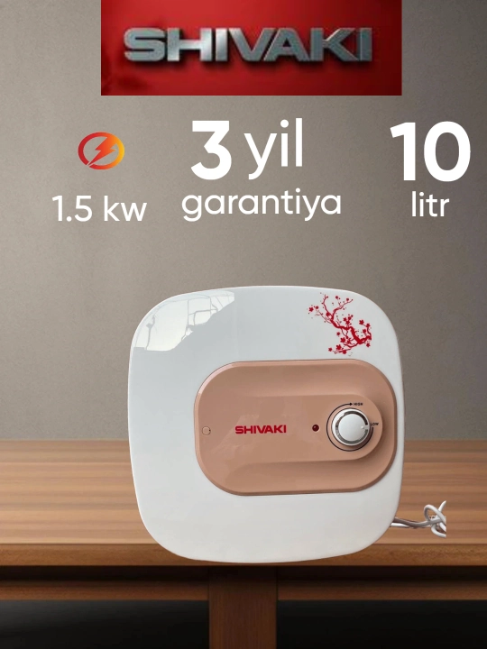 Shivaki suv isitgichi, germetik, oshxona uchun, 1,5 kVt, 10 va 15 litrli