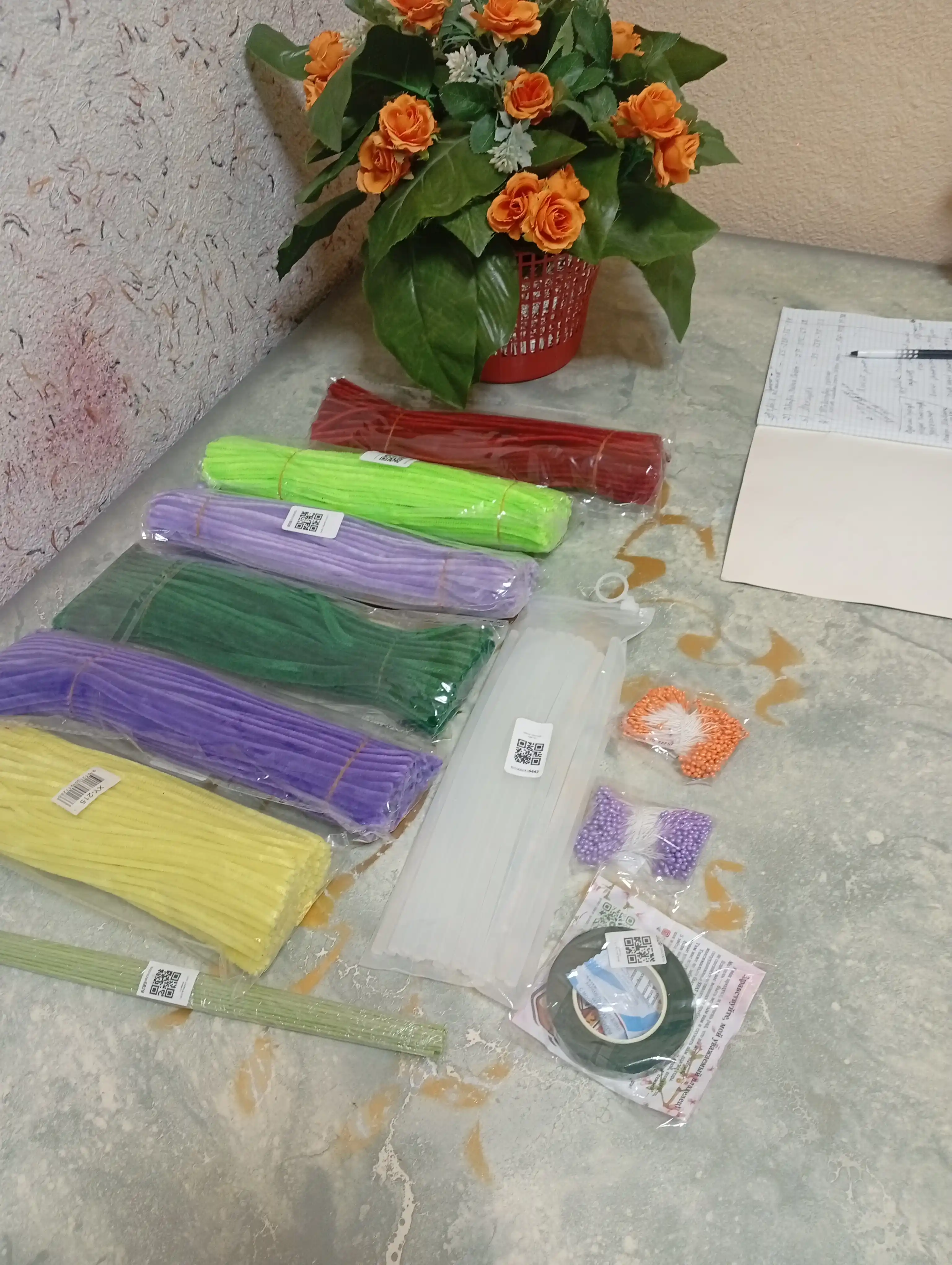 Gullar, floristika, dekor uchun 1,2 sm uzunlikdagi floristik lenta, 27 m