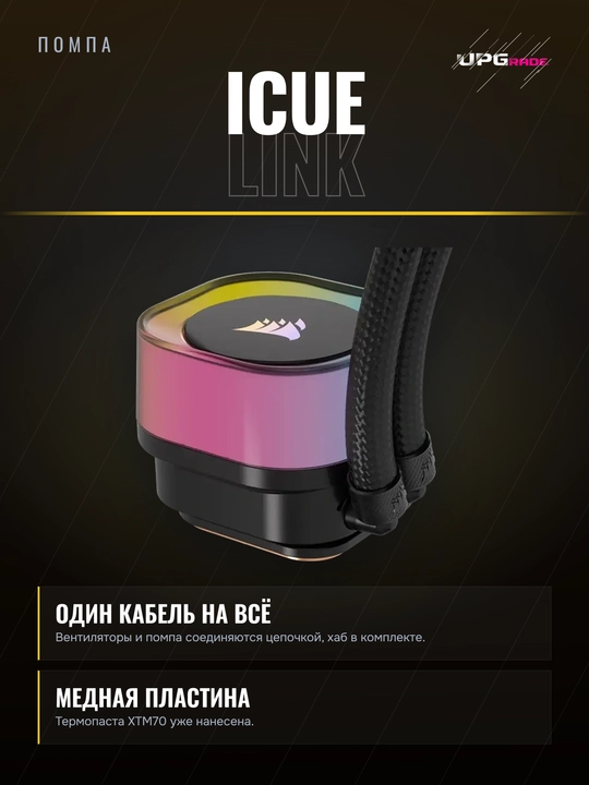 Suyuqlik bilan sovutish tizimi Corsair iCUE LINK H115i RGB, 280 mm, 2 x QX140, qora