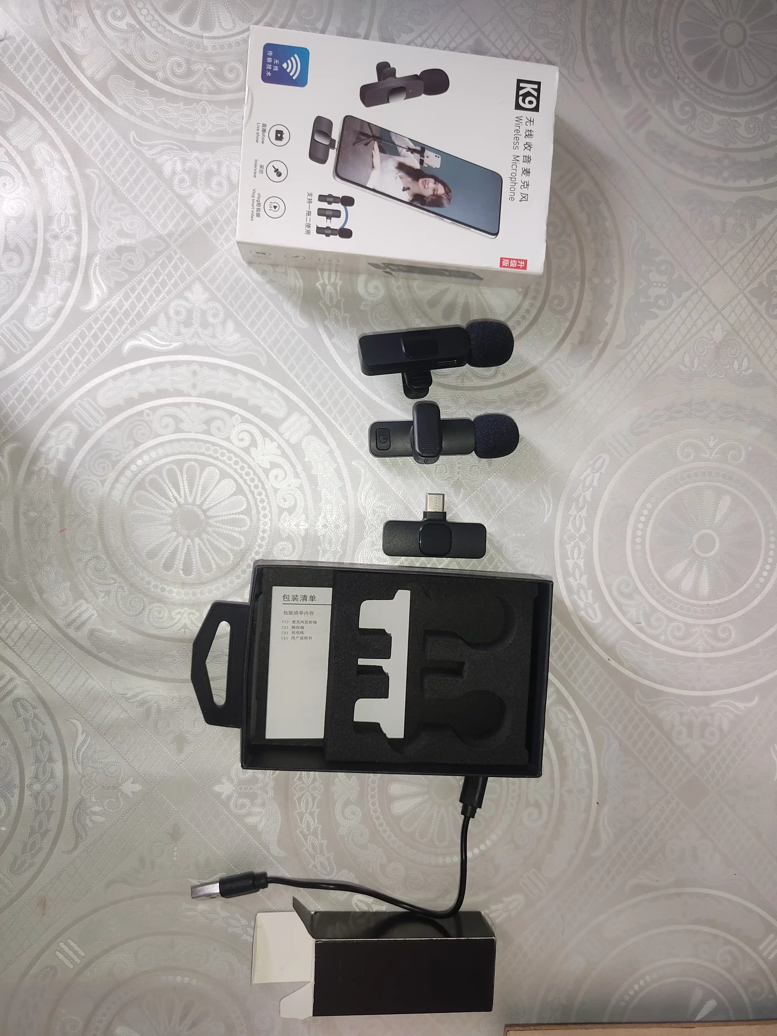 Беспроводной петличный микрофон K9 на 2 человека, USB Type-C, для видео и интервью