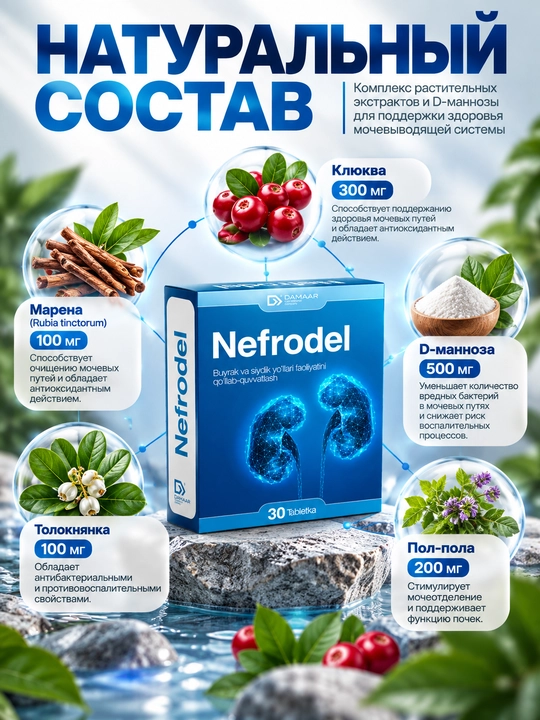 Nefrodel buyrak va siydik yo‘llari uchun, 30 tabletka