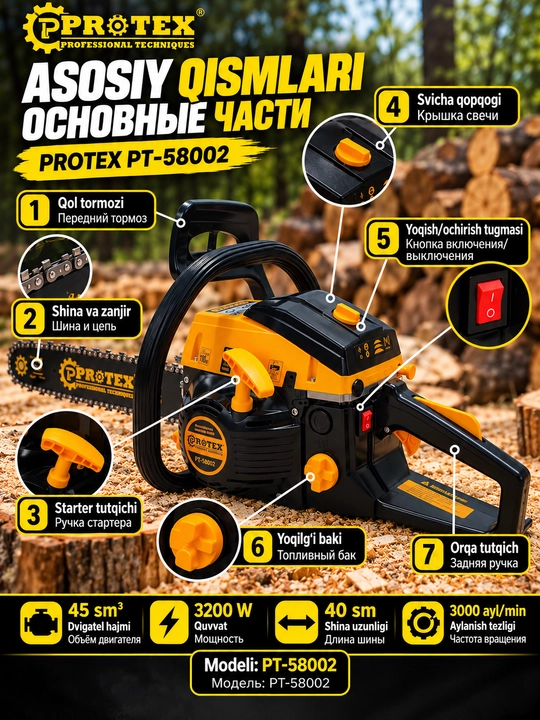 TOOLS_X benzinli zanjirli arra,  benzinli arra, motopila, benzopila 58CC