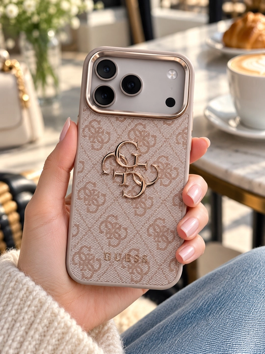 Чехол GUESS 4G Big Classic Logo для iPhone 17/18 Pro и Pro Max, розово-золотой