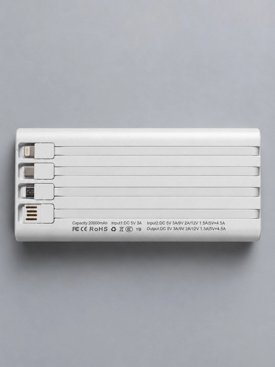 Power Bank 20000mA 66-22.5W tezkor quvvat bilan tashqi akkumulyatori, +4 kabel bilan