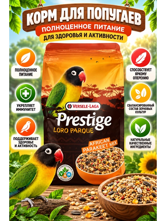 Корм для попугаев Versele-Laga Prestige Loro Parque, зерновая смесь для декоративных птиц - 