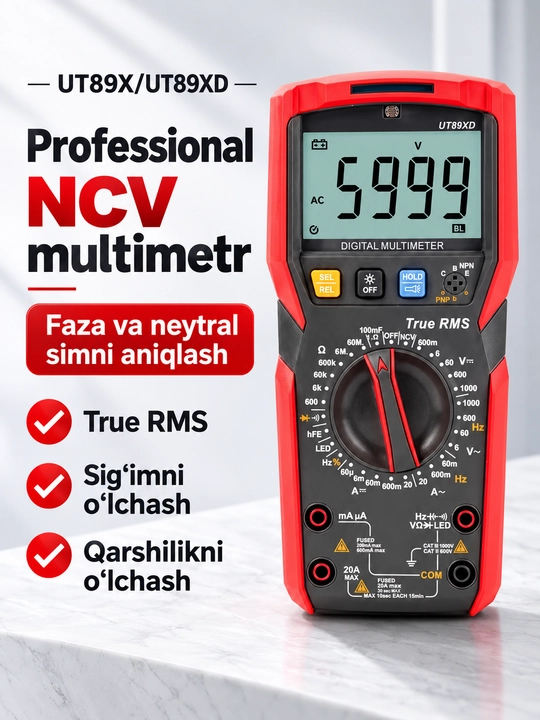 Цифровой мультиметр UNI-T UT89XD, True RMS, тест LED, NCV, подсветка и фонарик