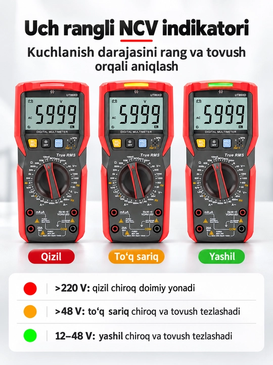Цифровой мультиметр UNI-T UT89XD, True RMS, тест LED, NCV, подсветка и фонарик