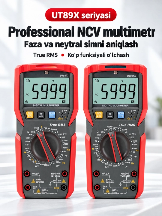 Цифровой мультиметр UNI-T UT89XD, True RMS, тест LED, NCV, подсветка и фонарик