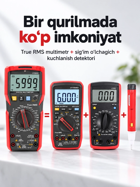 UNI-T UT89X raqamli multimetr, True RMS, harorat o‘lchash, NCV va LIVE
