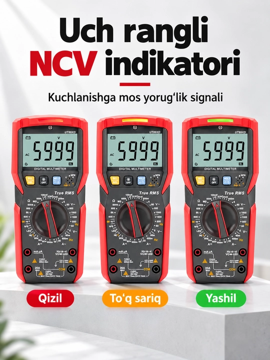 UNI-T UT89X raqamli multimetr, True RMS, harorat o‘lchash, NCV va LIVE