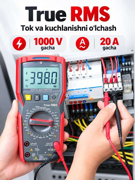 UNI-T UT89X raqamli multimetr, True RMS, harorat o‘lchash, NCV va LIVE