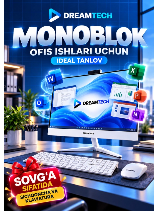 Ofis monobloki DREAMTECH Intel Core i7 8GB DDR3 tezkor xotira 128GB 1 TB SSD 24dyum FullHD - 
