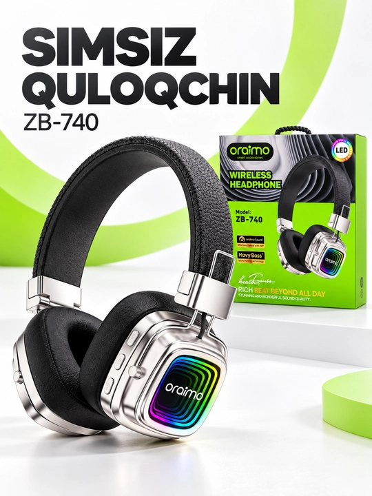 Oraimo TURE R-30 RGB yoritkichli stereo quloqchin, qora