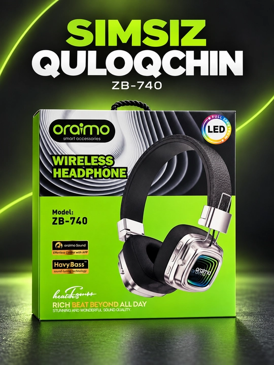 Oraimo TURE R-30 RGB yoritkichli stereo quloqchin, qora - 