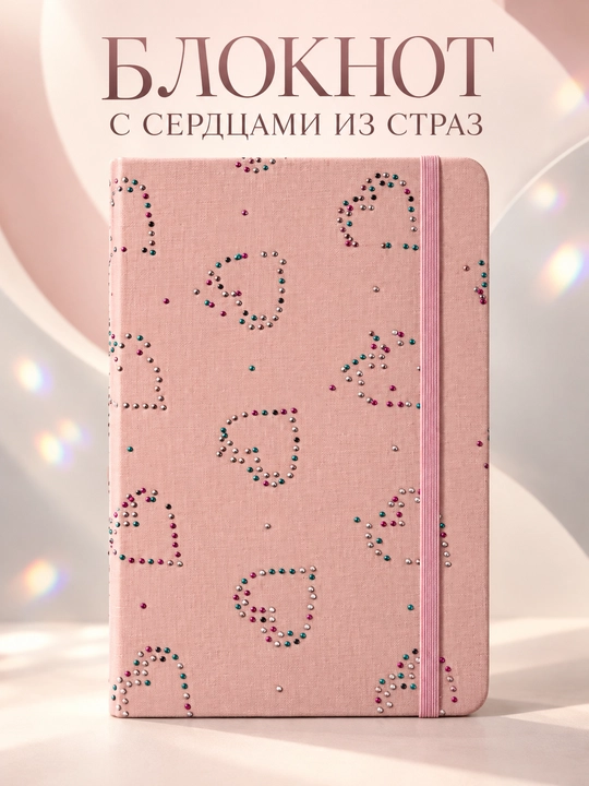 Yurakli strazalar bilan bezatilgan chiziqli bloknot, 21,5 × 15,5 sm - 